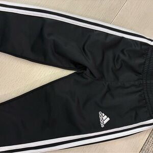 Adidas Kids Black Joggers with White Stripes